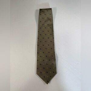 Di‎ Moggio Handmade 100% Silk Tie Olive Gold Geometric Made in Korea